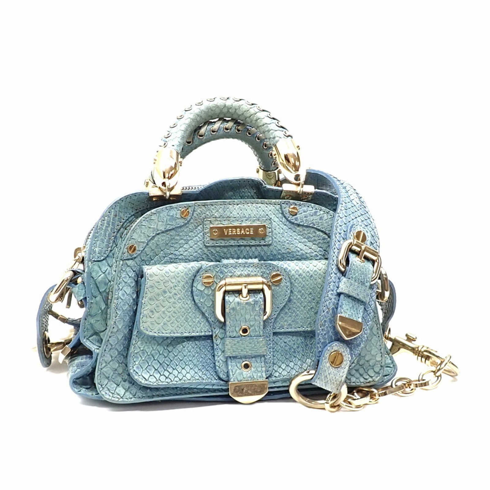 Versace women's blue leather handbag GZl1fd1a