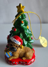 2015 Annual Pug Christmas Ornament "Waiting for Santa" Brown Pug Christmas Tree