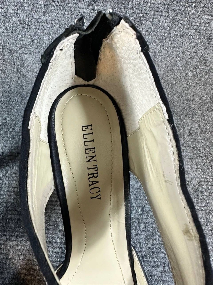 Ellen Tracy ET-Bess Negro Gamuza Leopardo Correa Punta Tacones Talla 9M con Caja Foto 2 de 4