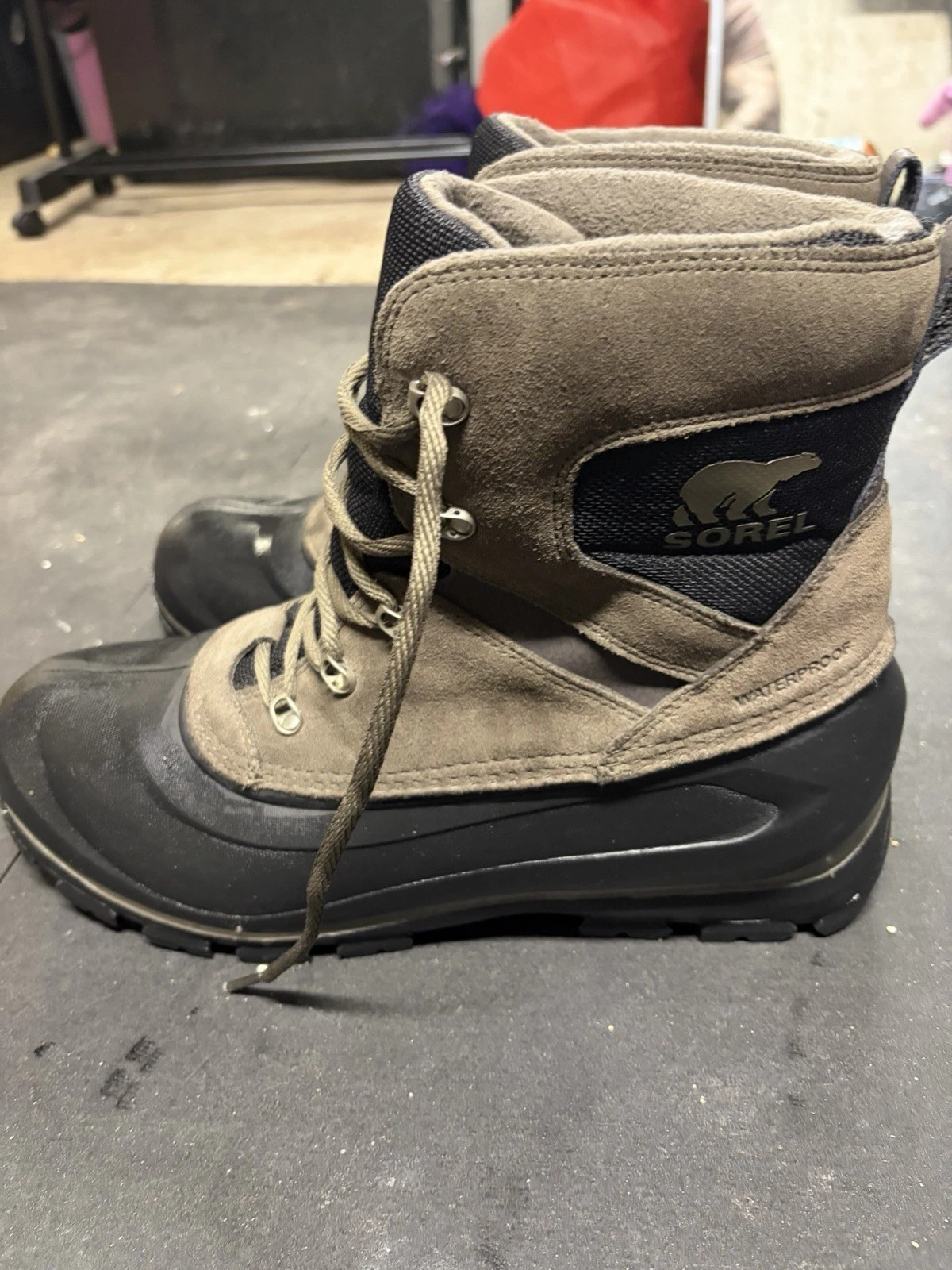 Sorel Waterproof Winter Snow Boots Brown Black Faux Fur Men's Size 13
