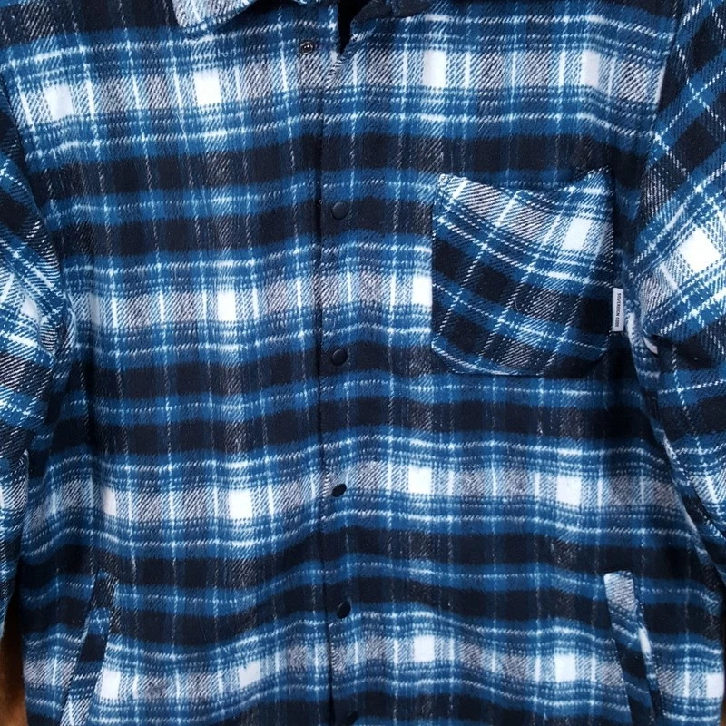SOVEREIGN CODE Plaid Flannel Shirt Jacket Mens XL Quilted Lining Hooded - Image 4 of 4