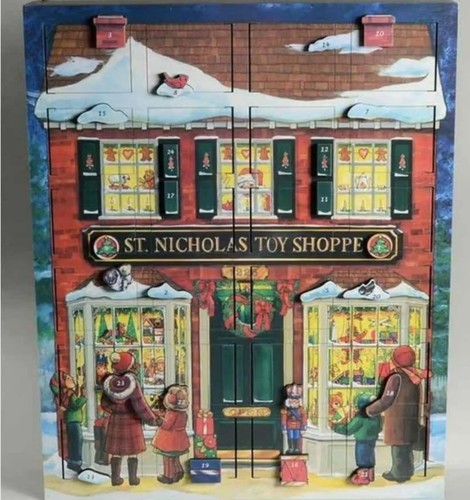 Byers Choice Wooden Toy Shoppe Advent Calendar 3D Authentic Christmas Great Cond