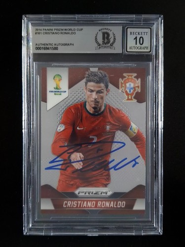 2014 Panini Prizm World Cup CRISTIANO RONALDO Hard-signed Auto #161 BGS AUTO 10