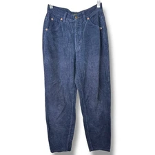 Valentino Jeans Dark Blue High Waist Corduroy '90s Straight Leg Mom Jeans