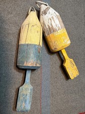 Antique Original Crab Lobster pot wood buoy floats numbered original paint