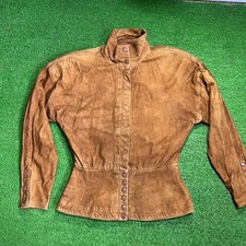 Vintage Spitalnick 80s Brown Suede leather Peplum Jacket M/L Western Frontier