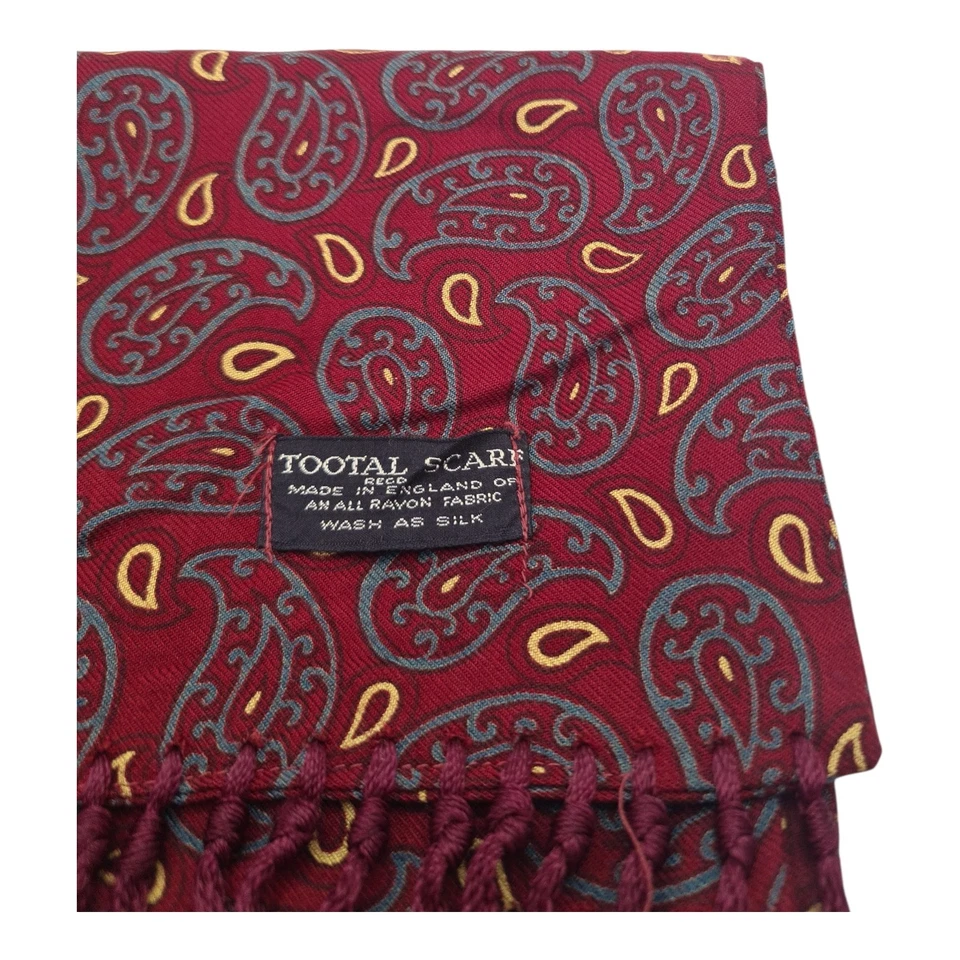 Tootal Mod Indie 1960s Paisley Scarf Vintage Retro Mens Fringed Ascot Cravat 107 - Image 3 of 4