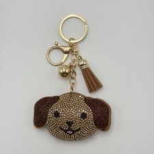 Cute Dog Rhinestone Keychain Bag Charm Purse Pendant Tassel Gift Box