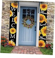 Sunflower Summer Banners,Welcome Porch Sign,Sunflower Hanging Banners for