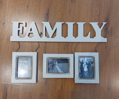 Nagelneuer Shabby Chic Familien Bilderrahmen mit 3 separaten Rahmen 