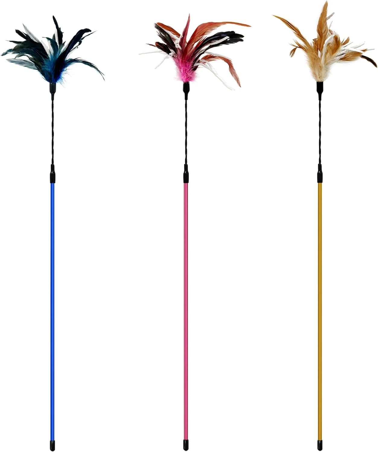 3 PCS 22.8” Extra Long Cat Wand Toys Natural Feather Teaser Stick Toys,Interacti
Opens in a new wind