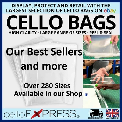Clear Cello Cellophane Card Bags Self Seal ✅Display Bag for Cards & Photos UK  ✅ - Image 1 of 4