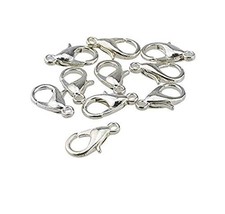 100 Pcs Stainless Steel Lobster Claw Clasps 7x12mm Silver Plated