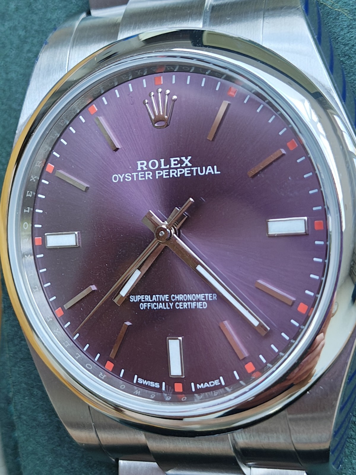 FLAWLESS ROLEX RSC SERVICED GRAPE Oyster Perpetual 114300 BOX PAPERS 2Y WARRANTY