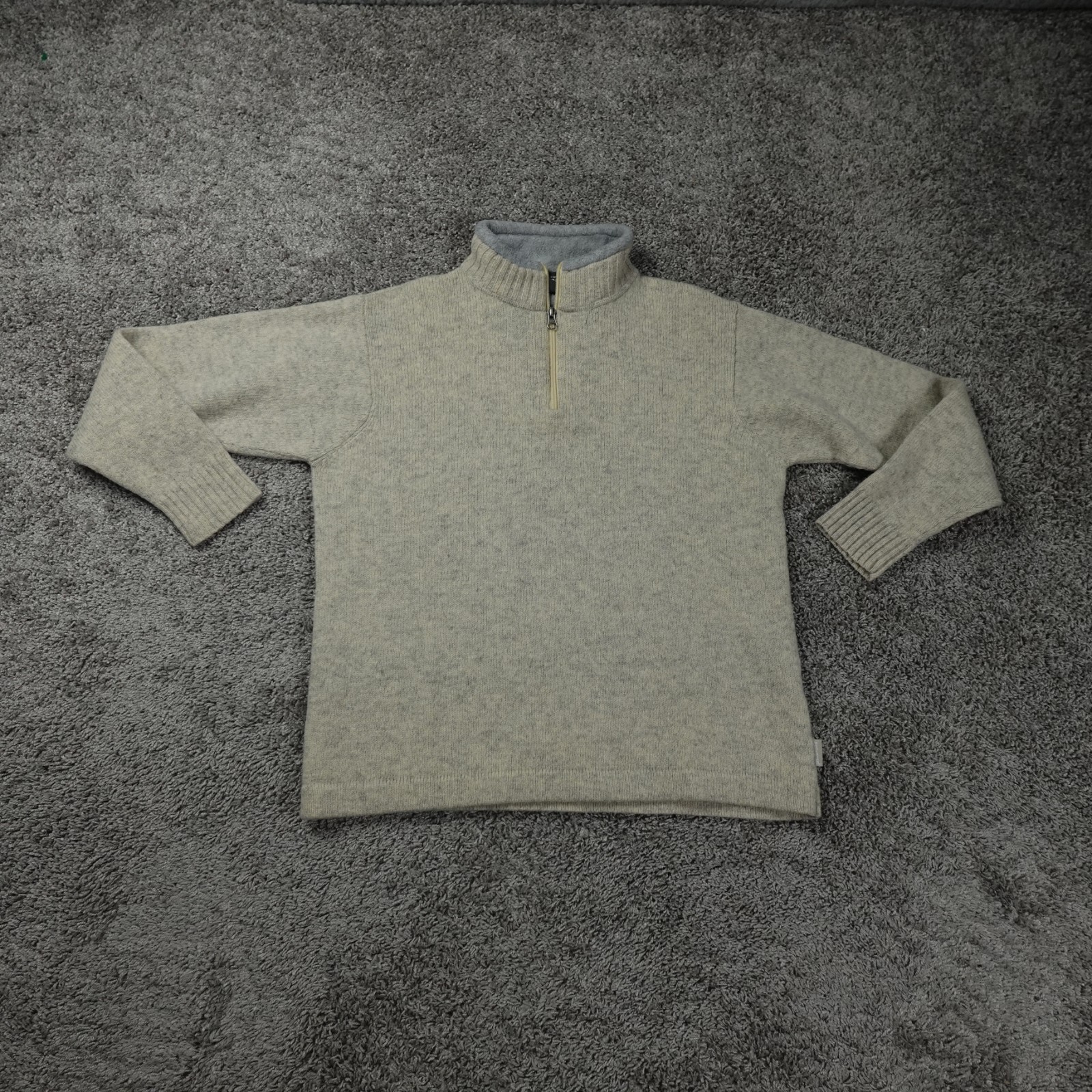 Vintage Woolrich 1/4 Zip Sweater Mens Medium Lambs Wool Deep British Tan