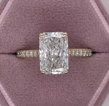 IGI 5.50 Ct Radiant VS1 Lab Grown Diamond Engagement Ring 14K Yellow Gold