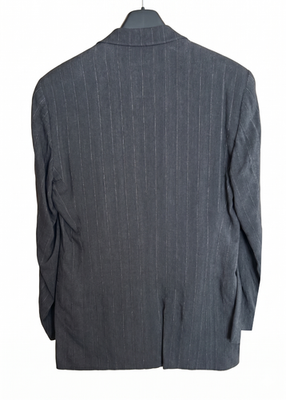 Emporio Armani Vintage Pinstripe Suit Set Black Gray Made Italy 48 