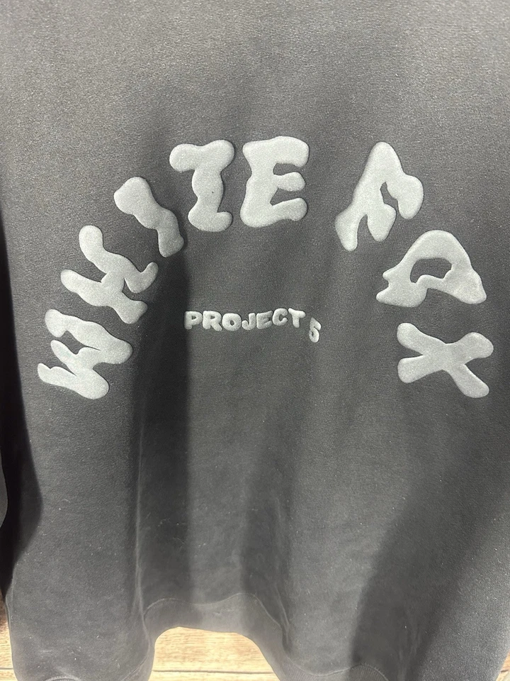 White Fox Sweater Women's L/XL Black On Logo Print Crew Neck Project 5 - Image 2 of 4