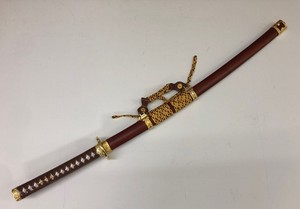 T10 Steel Tachi Full-Tang Gold Katana Sword w/ Scabbard and Real Hamon