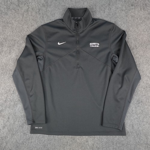 Marietta College Shirt Mens Large Gray Pullover Sweater Nike Dri Fit Pioneers
