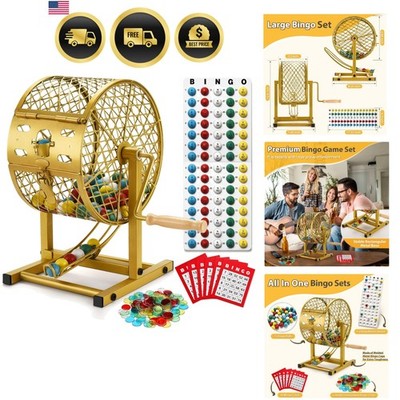 Bingo Game Sets Large Bingo Cage Chips Cards Balls Family Party Kids Adults