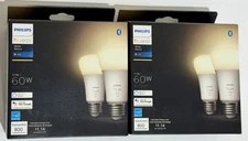 Philips Hue Soft White A19 LED Smart Light Bulbs--Dimmable 60W (Lot of 4)