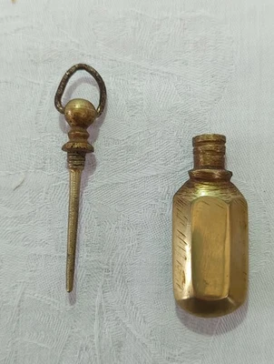 Antik Parfum Flakon Messing Reiseflakon Duftflasche Vintage Mini Flasche - Bild 1 von 4