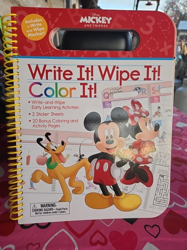 Kids Disneys Mickey & Friends Write It Wipe It Color it 2 Sticker Sheets Disney 