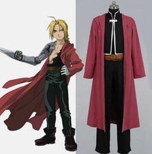 Fullmetal Alchemist Edward Elric Cosplay Red Coat Cape Black Suit Jacket Costume