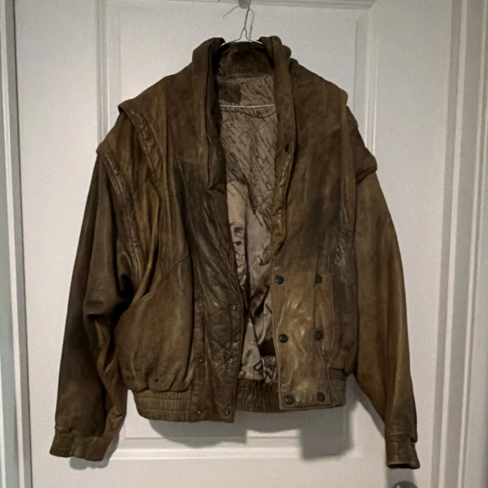 Vera Pelle “Top Gun” Brown Bomber Jacket Size 48 (As-Is/See Pics) image 1