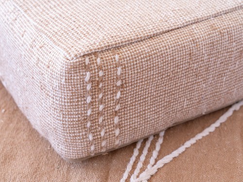 24x24 Moroccan Handmade Pouf Berber Kilim Rug Beige Floor Cushion Footstool - Picture 5 of 6