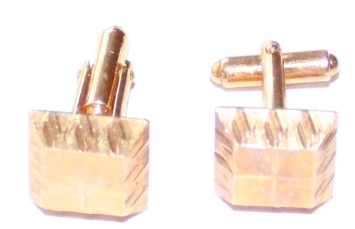 Paire De Boutons De Manchettes Vintage Plaqués - Bijou Homme Occasion