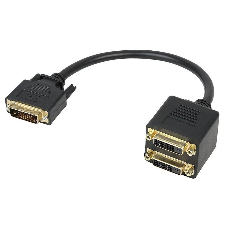 New DVI-D Male to 2 DVI-D Female Y Splitter Cable Cord Monitor PC Video Adapter - Image 2 of 4