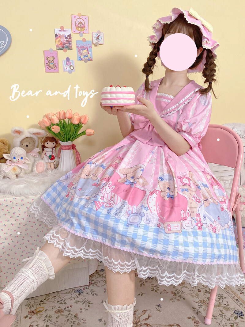 Sweet Dream Women's Lolita OP Dress Sailor Collar Short