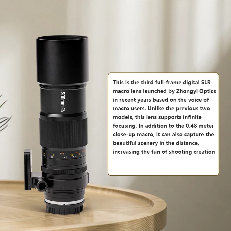 Zhongyi 200mm F4.0 Full Frame APO Macro Lens for E/EF/RF/Z/F/X/GFX/XCD/L mount - Image 4 of 4
