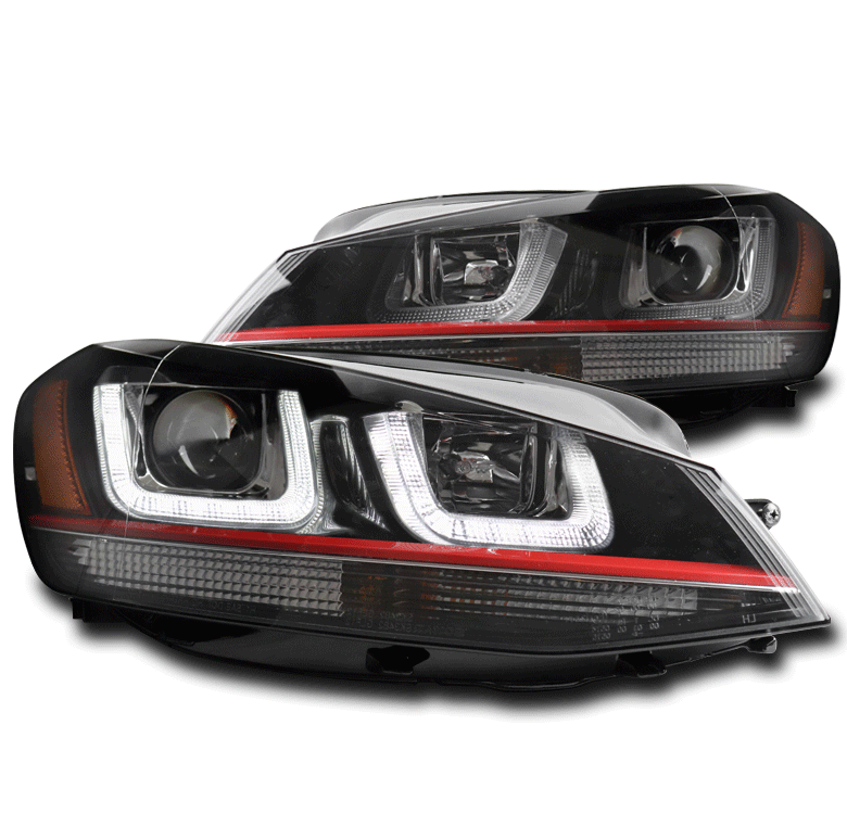 Volkswagen Golf Mk7 GTI LEDヘッドライト 左 FOR 15-17 VW GOLF GTI MK7 LED RED LINE PROJECTOR HEADLIGHTS