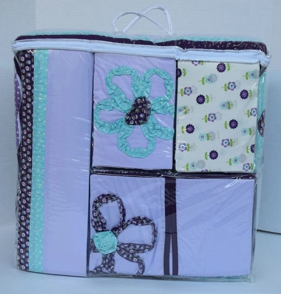 Purple Harmony 9 piezas Juego de ropa de cama para cuna de NoJo recién nacido bebé niña juego de regalo flor Foto 2 de 3