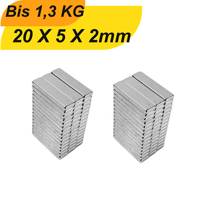 Neodym Magnet Supermagnete 20x5x2 mm hohe Haftkraft Quader N38 stark