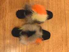 Stuart Weitzman “Furgetit” Carnival Furmania Mules  Size 8