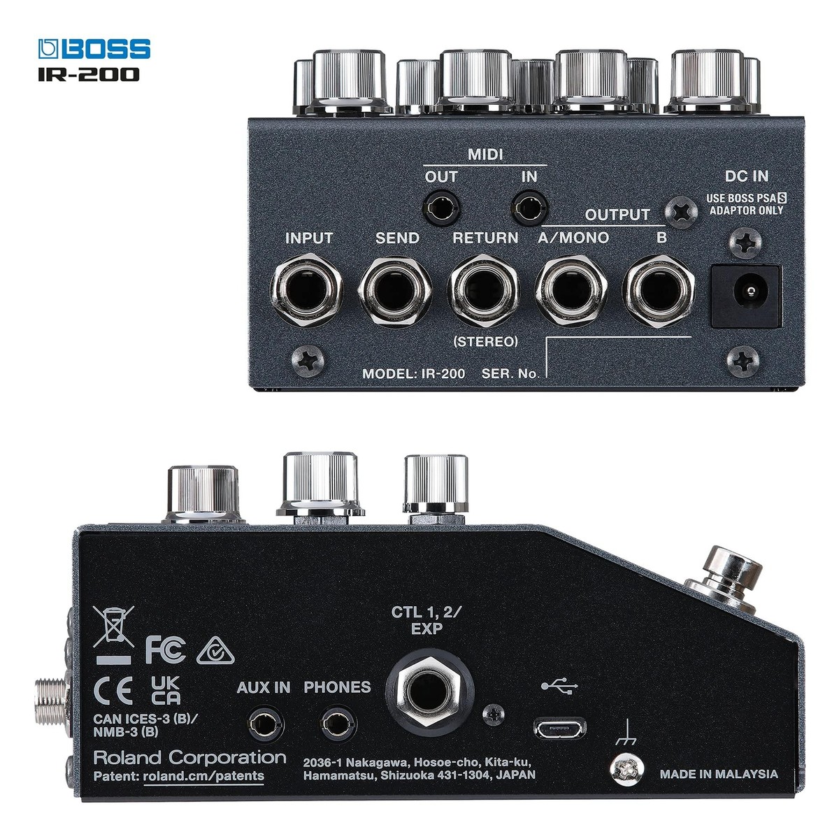 Boss IR-200 Amp & IR Cabinet Processor for Pedalboards Black