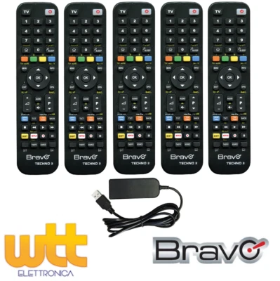 5 Pz Telecomandi universali Bravo programmabili + Programmatore