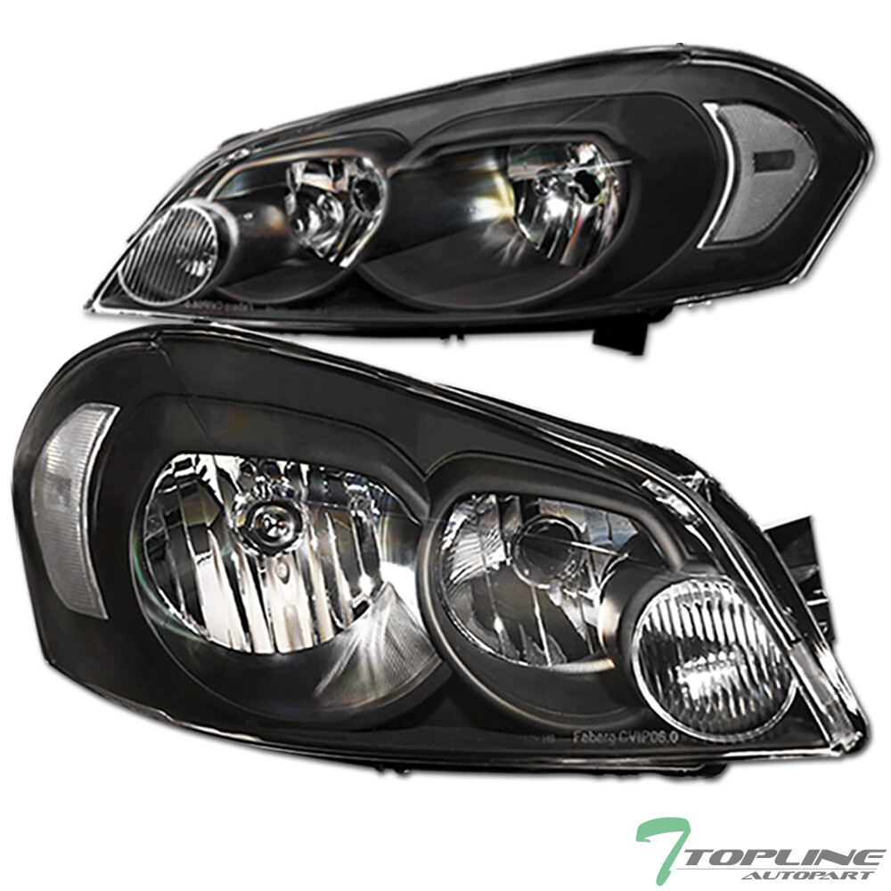 Topline For 2006-2016 Chevy Impala/Limited Black Housing Headlights Signal nb