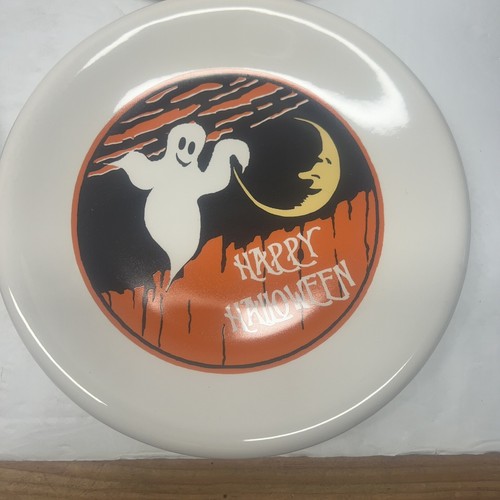 Set 4 Pottery Barn Retro Halloween 8" Dessert Lunch Plates Cat Witch Ghost JackO - Picture 5 of 7