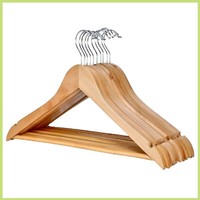 60 StüCk Stabile Holz - KleiderbüGel Mit Hosensteg / Natur