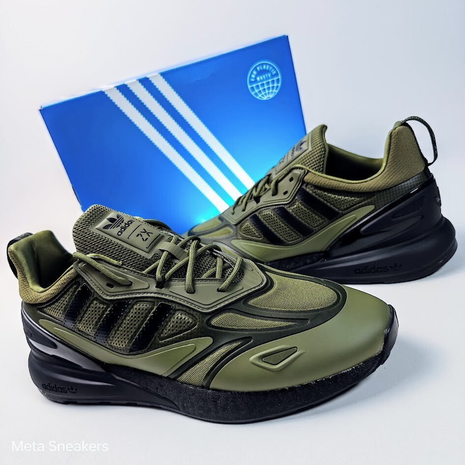 Adidas ZX 2K US 13 Men's Olive Green Black Rare Retro Boost Lifestyle GW0518 New thumbnail 3