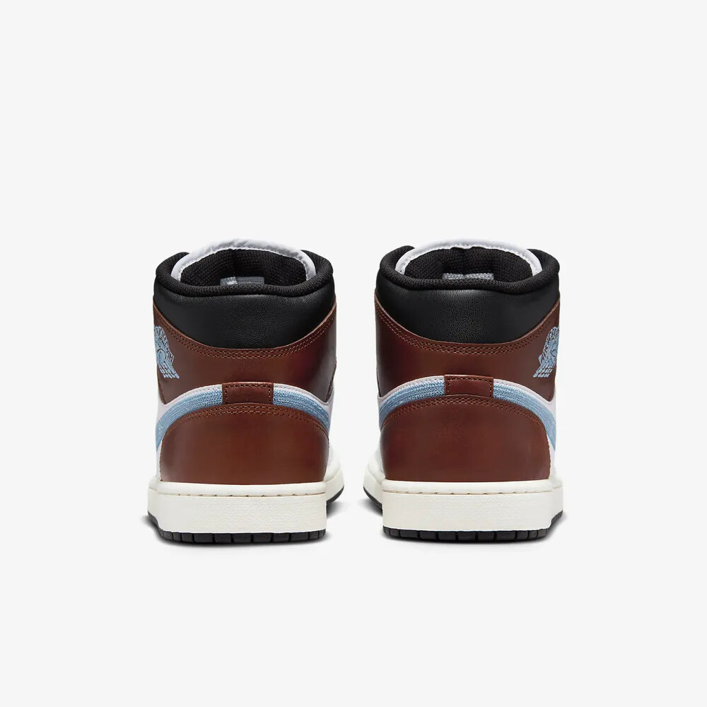 New Nike Air Jordan Mid 1 SE Shoes - Brown/ Blue Grey