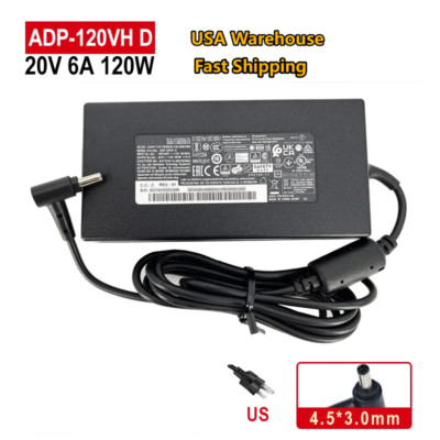 Original MSI Gaming Laptop gf63 Thin Laptop Charger 20V 120W AC/DC Power Supply