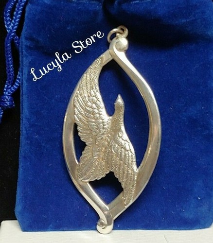 1974 WALLACE STERLING SILVER CHRISTMAS Medallion Mistletoe Pendant ORNAMENT - Picture 10 of 10