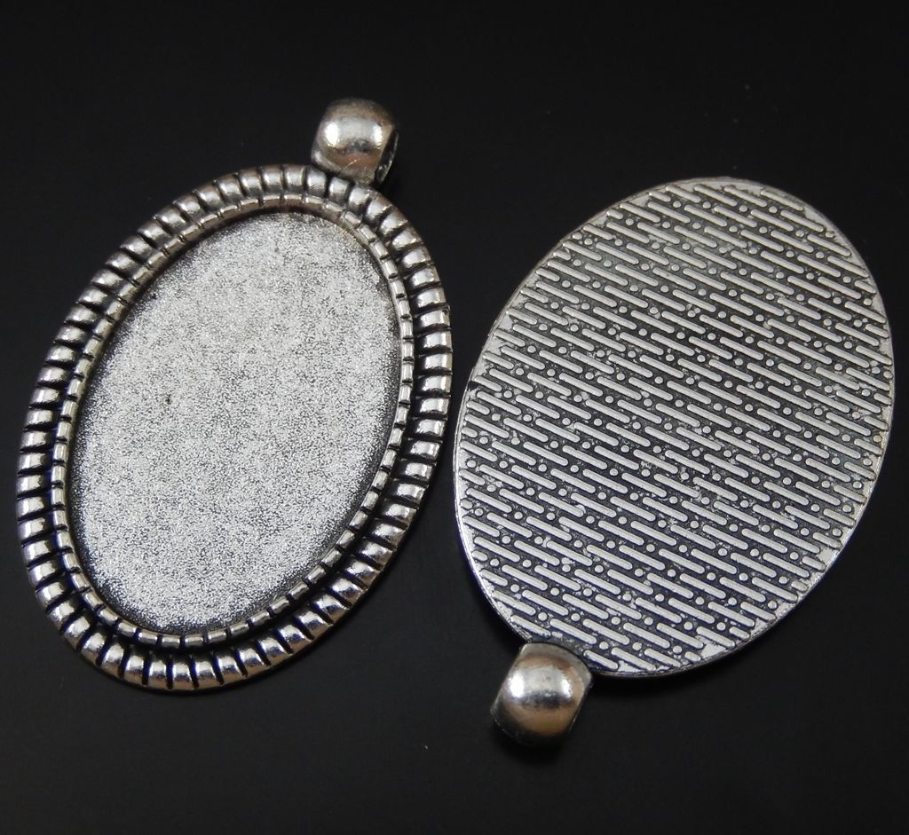 8PCS Silver Plated 30x20mm Oval Blank Bezel Tray Base Setting