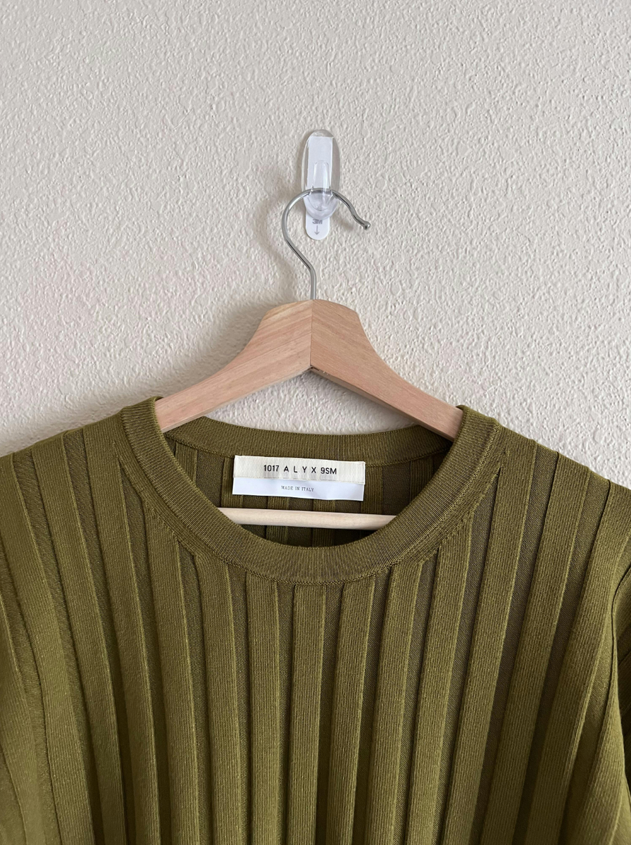 1017 Alyx 9SM Wide Ribbed Knit Sweater - Size Large - Military